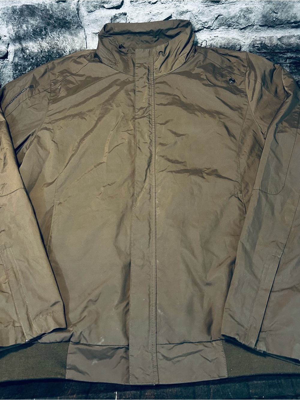 Porsche Driver Selection Macadamia Brown Heavy Windbreaker Jacket M WAP 936 005